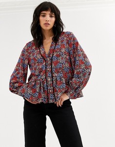 Разноцветная блузка с цветочным принтом Topshop-Мульти