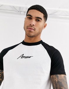 Футболка с рукавами реглан и принтом на груди ASOS DESIGN-Белый