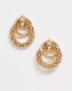 Золотистые серьги с фактурными кольцами ASOS DESIGN-Золотой