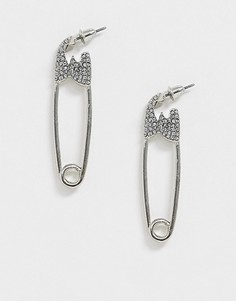 Серебристые серьги в форме английской булавки ASOS DESIGN-Серебряный
