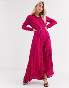 Платье-рубашка макси с поясом Fabienne Chapot-Розовый