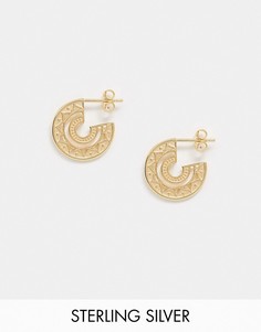 Серебряные позолоченные серьги-кольца ASOS DESIGN-Золотой