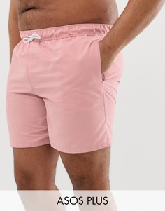 Светло-розовые шорты для плавания средней длины ASOS DESIGN Plus-Розовый