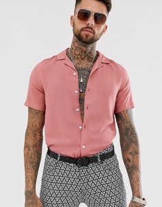 Темно-розовая классическая рубашка из вискозы ASOS DESIGN-Розовый