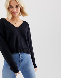 Укороченный джемпер из ворсистой пряжи ASOS DESIGN-Темно-синий
