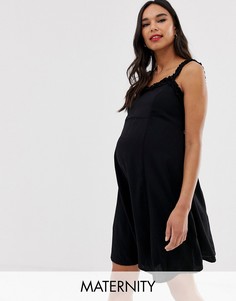 Черный сарафан с оборками New Look Maternity