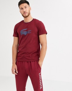 Бордовая футболка для дома с логотипом Lacoste-Красный