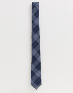 Узкий фактурный галстук в клетку синего и серого цвета ASOS DESIGN-Мульти