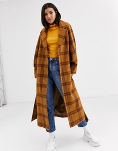 Пальто в клетку с объемными рукавами ASOS DESIGN-Мульти