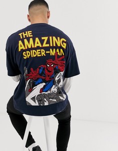 Свободная футболка с принтом на спине ASOS DESIGN The Amazing Spiderman-Темно-синий
