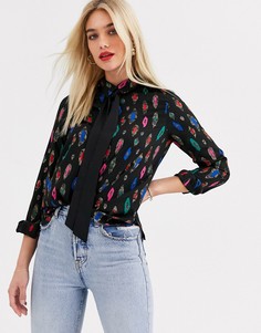 Жаккардовая блузка с бантом и эффектом металлик Vero Moda-Мульти