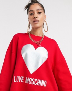 Свитшот с блестящим сердцем Love Moschino-Красный