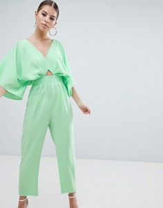 Комбинезон с рукавами-кимоно и широкими штанинами ASOS DESIGN-Зеленый