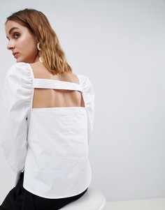 Топ с вырезом и сборками на плечах ASOS WHITE-Белый