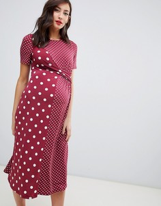 Платье в горошек с перекрученным дизайном ASOS DESIGN Maternity-Мульти