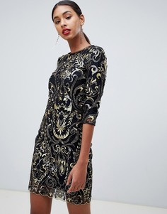 Облегающее платье мини с открытой спиной и пайетками TFNC-Мульти