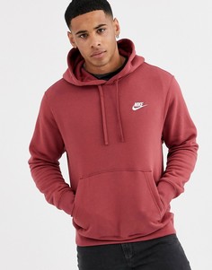 Бордовое худи Nike Club-Красный