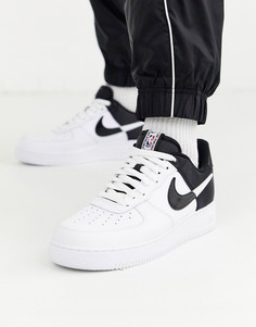 Черно-белые кроссовки Nike Air Force 1 07 BQ4420-100-Белый