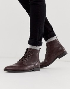 Коричневые ботинки из искусственной кожи на шнуровке ASOS DESIGN-Коричневый