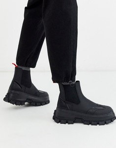 Черные ботинки челси с ремешками и тракторной подошвой ASOS DESIGN-Черный