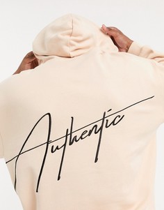 Oversize-худи бежевого цвета с вышитым логотипом ASOS DESIGN-Бежевый