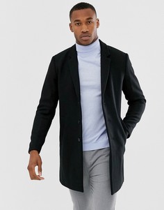 Черное премиум-пальто с добавлением шерсти Jack & Jones-Черный