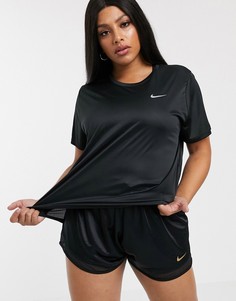 Черная футболка с короткими рукавами Nike Running Plus-Черный