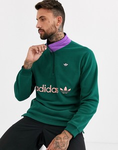 Зеленый свитшот с молнией adidas originals