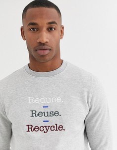 Серый свитшот из органического хлопка с надписью \reduce reuse recycle\" Threadbare