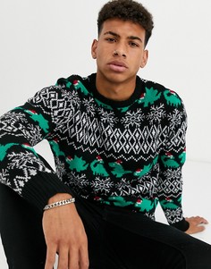 Джемпер с рисунком динозавра Another Influence-Черный