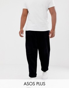 Черные широкие вельветовые брюки со складками ASOS DESIGN Plus-Черный