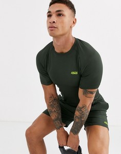 Обтягивающая спортивная футболка цвета хаки ASOS 4505 icon-Зеленый