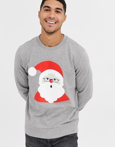 Новогодний свитшот с Санта-Клаусом Jack & Jones-Серый