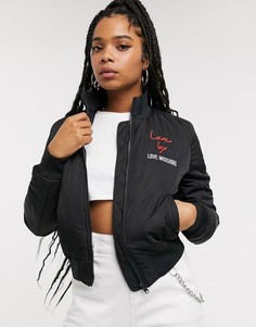 Бомбер с логотипом Love Moschino-Черный