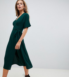 Зеленое эксклюзивное платье миди с завязкой на талии Missguided-Зеленый