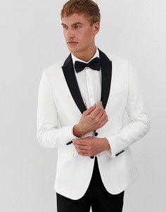 Белый приталенный пиджак с черными лацканами ASOS DESIGN