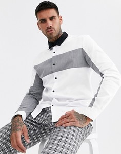 Рубашка в стиле колор блок белого/серого цвета River Island-Белый
