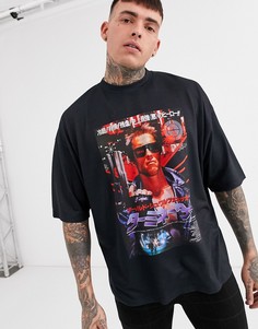 Oversize-футболка с принтом ASOS DESIGN-Черный