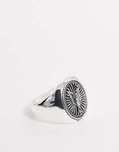 Серебристое кольцо с печаткой в религиозном стиле ASOS DESIGN-Серебряный