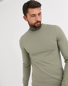 Обтягивающий длинный свитшот цвета хаки ASOS DESIGN-Зеленый