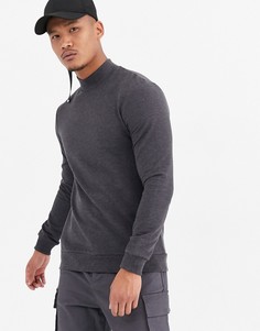 Темно-серый обтягивающий свитшот с высоким воротником ASOS DESIGN