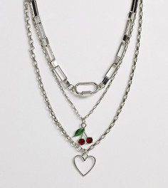 Многорядное ожерелье с подвесками Reclaimed Vintage inspired-Серебряный