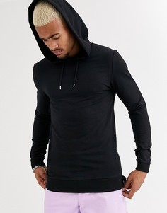 Черный обтягивающий худи с молниями по бокам ASOS DESIGN