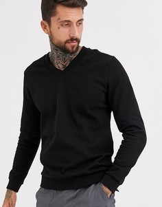 Черный свитшот с V-образным вырезом ASOS DESIGN