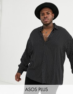 Oversize-рубашка в горошек с заниженной линией плеч ASOS DESIGN PLUS-Черный