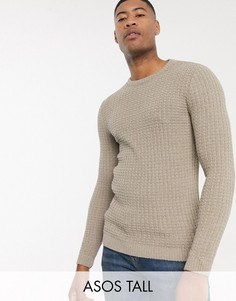 Светло-коричневый обтягивающий фактурный джемпер ASOS DESIGN Tall
