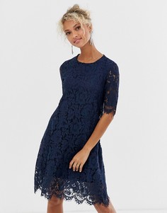Платье миди с кружевным верхним слоем Glamorous-Темно-синий