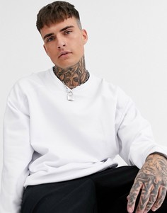 Белый свитшот с V-образным вырезом ASOS DESIGN