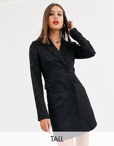 Черное жаккардовое платье-блейзер с узором пейсли Fashion Union Tall-Черный