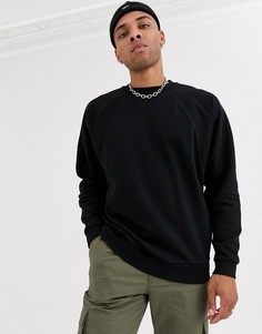 Свободный свитшот в рубчик ASOS DESIGN-Черный